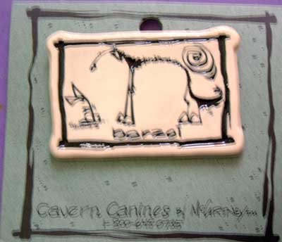 Borzoi Cavern Canine Dog Breed Stoneware Ceramic Clay Jewelry Pin McCartney - NEW