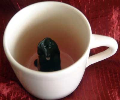 Spademan Pottery Mug Collectible SALE! : Black Poodle Peek-A-Boo : NEW