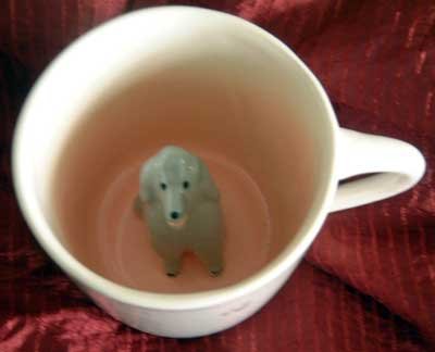 Spademan Pottery Mug Collectible SALE! : Grey Poodle Peek-A-Boo : NEW