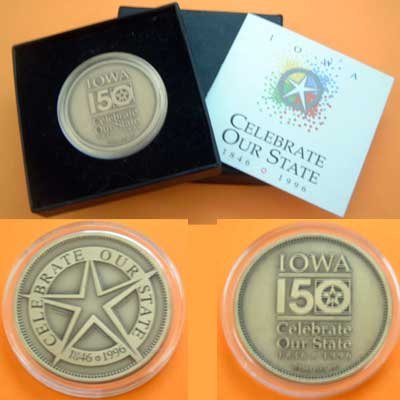 IOWA 150th Anniversary Commemorative Bronze Coin 1846-1996