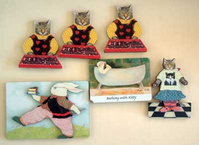 Cats & Bunny Rabbit : Magnets Lot of 6 : NEW