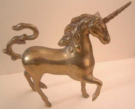 Solid Brass Unicorn Fantasy Prancing Figurine