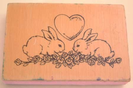 Rubber Stamp Bunny Rabbits Roses Heart Rabbit Craft Mounted
