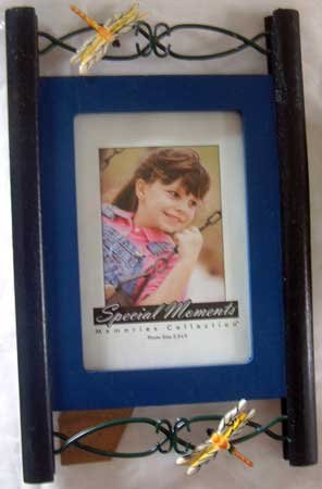 Dragonfly Photo Frame 3.5x5 Wood Metal