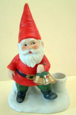 Holiday ELF Gnome Christmas Candle Holder Taper Vintage