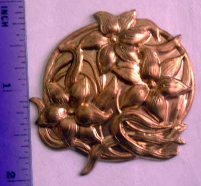 Lily Flower Raw Brass Jewelry Craft Altered Art Clay Mold Design