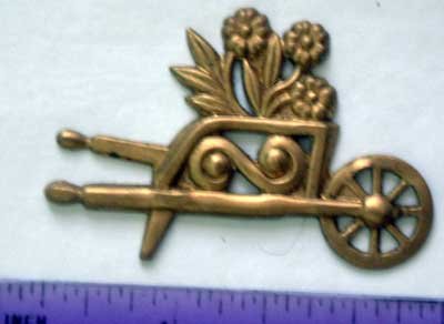 Flower Cart Raw Brass Jewelry Craft Altered Art Clay Mold Design