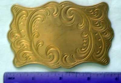 Scrolled Rectangle XL Raw Brass Jewelry Craft Altered Art Clay Mold Design