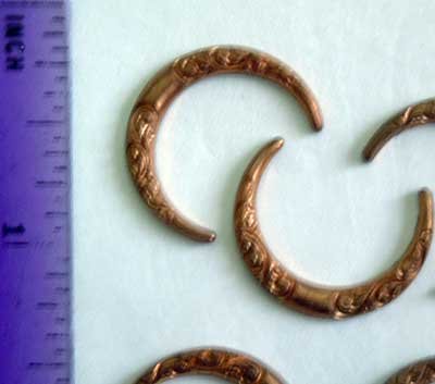7- Crescents Embossed Raw Copper Jewelry Craft Altered Art Clay Mold Design