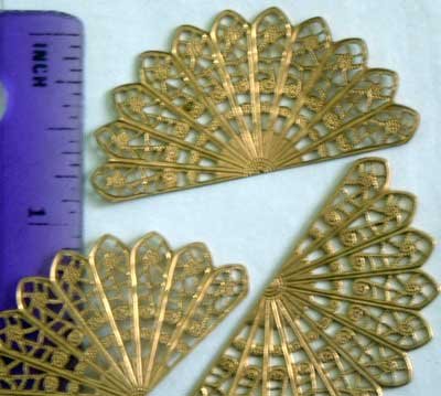 Fan Peacock Tail Raw Brass Jewelry Craft Altered Art Clay Mold Design