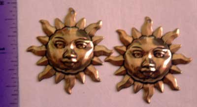 Sun w Holes Set 2 Raw Brass Jewelry Craft Altered Art Clay Mold Design