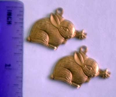 Bunny Flower Charms PR Raw Brass Jewelry Craft Altered Art Clay Mold Design