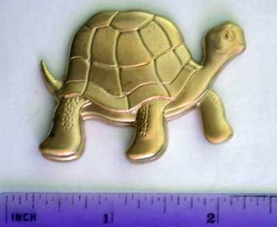 Turtle Whimsical Raw Brass Jewelry Craft Altered Art Clay Mold Design