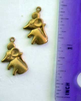 Mice Charms 2 Raw Brass Jewelry Craft Altered Art Clay Mold Design