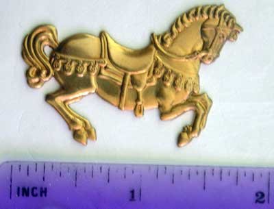 Carousel Horse Raw Brass Jewelry Craft Altered Art Clay Mold Design