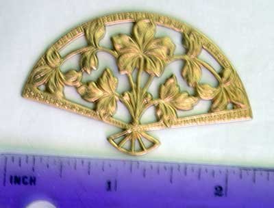 Floral Fan Raw Brass Jewelry Craft Altered Art Clay Mold Design