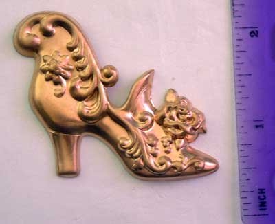 Victorian Shoe Rose Raw Brass Jewelry Craft Altered Art Clay Mold Design