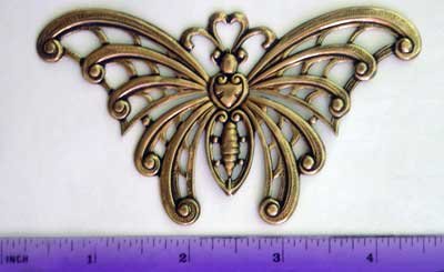 Moth XL Butterfly Gothic Raw Brass Jewelry Craft Altered Art Clay Mold Design
