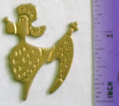 Poodle Retro Flat Back Raw Brass Jewelry Craft Altered Art Clay Mold Design