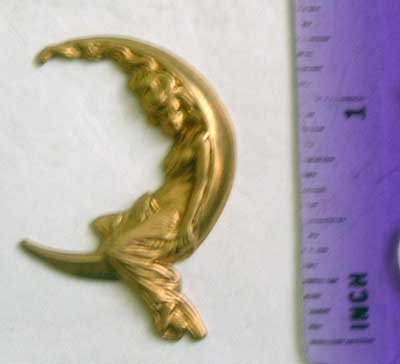 Moon Goddess Lg Raw Brass Jewelry Craft Altered Art Clay Mold Design