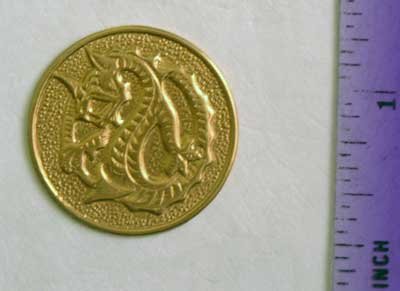Dragon Coin Raw Brass Jewelry Craft Altered Art Clay Mold Design