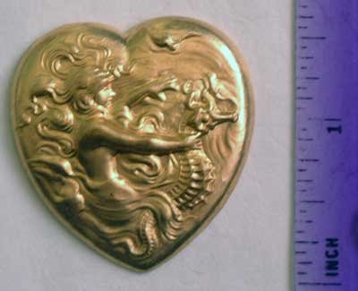 Seahorse Mermaid Heart Raw Brass Jewelry Craft Altered Art Clay Mold Design