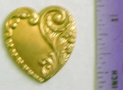 Heart Scrolled Raw Brass Jewelry Craft Altered Art Clay Mold Design