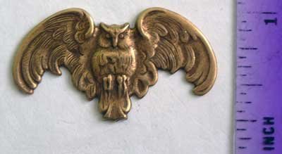 Gothic Owl Raw Brass Jewelry Craft Altered Art Clay Mold Design