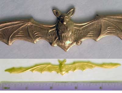 Bat Lg Raw Brass Jewelry Craft Altered Art Clay Mold Design