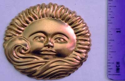 Sun Windy Clouds Raw Brass Jewelry Craft Altered Art Clay Mold Design
