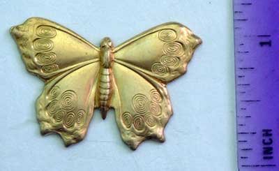 Butterfly Moth #1 Raw Brass Jewelry Craft Altered Art Clay Mold Design