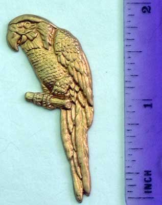 Parrot Bird Raw Brass Jewelry Craft Altered Art Clay Mold Design