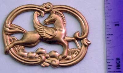 Pegasus Fantasy Flying Horse Raw Brass Jewelry Craft Altered Art Clay Mold Design