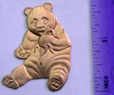 Panda Bear Raw Brass Jewelry Craft Altered Art Clay Mold Design