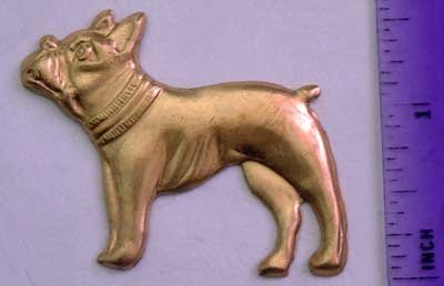 Boston Terrier Dog Raw Brass Jewelry Craft Altered Art Clay Mold Design