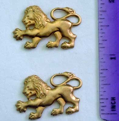 Lion Gothic Pr/2 Raw Brass Jewelry Craft Altered Art Clay Mold Design