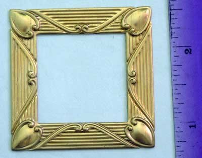 Square Frame Raw Brass Jewelry Craft Altered Art Clay Mold Design