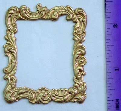 Frame Rectangle Raw Brass Jewelry Craft Altered Art Clay Mold Design