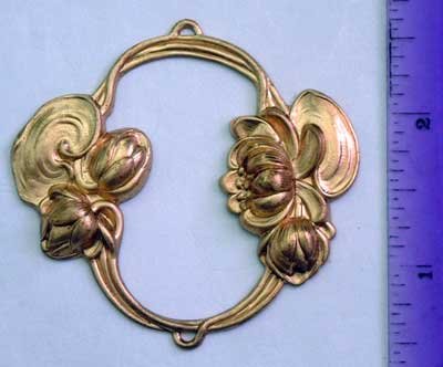 Frame Floral Oval Raw Brass Jewelry Craft Altered Art Clay Mold Design