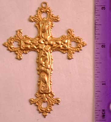 Cross Floral Raw Brass Jewelry Craft Altered Art Clay Mold Design