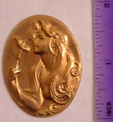 Lily Flower Woman Raw Brass Jewelry Craft Altered Art Clay Mold Design