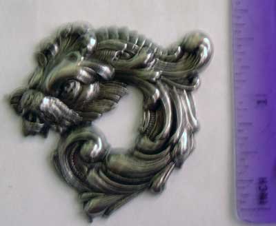 Dragon Round Gothic Silver Oxide Jewelry Craft Altered Art Clay Mold Design