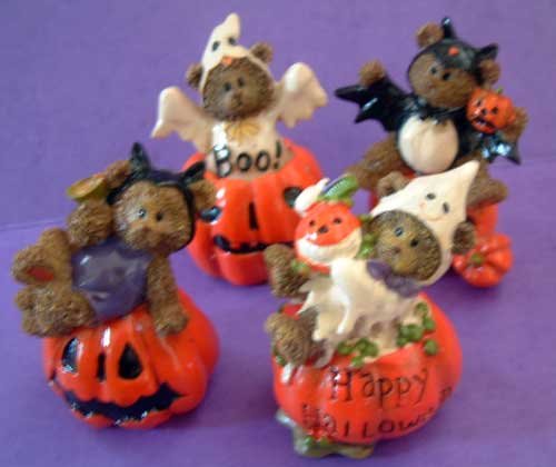 Halloween Bear Pumpkin Costumes Holiday Decor Set/4
