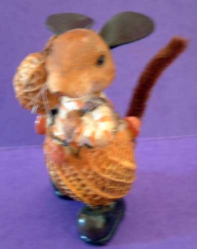 Mouse Peanut Shelled Resin and Leather Decor NEW