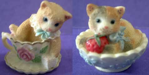 Calico Kittens Sugar Bowl and Tea Cup Cats Pair