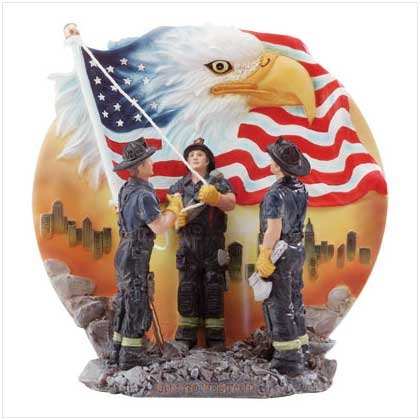 Firemen Raising Flag Eagle Plate