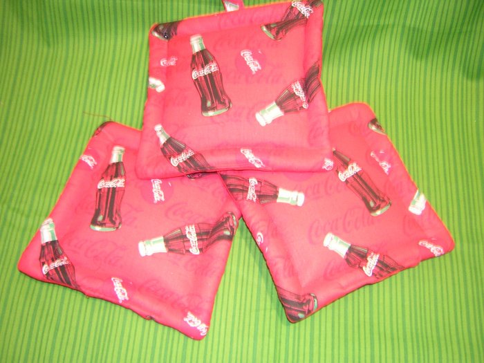 soft drink coke themed potholders set of three