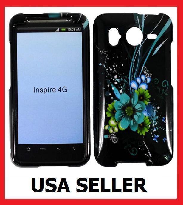 HTC Inspire 4G Faceplate Hard Cover Case BLUE FLOWER