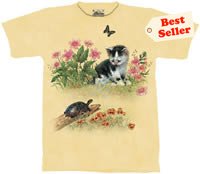 Turtle Crossing Kitten T-Shirt by The Mountain M L XL