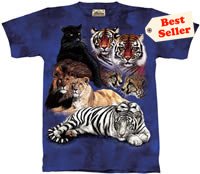 Big Cat Collage Tiger & Lion T-Shirt by The Mountain M L XL